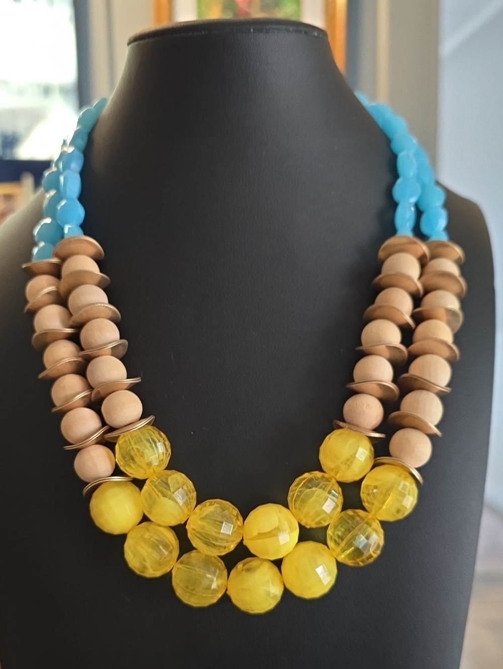 NWT Southern Living Chunky Double-Strand Color-Block Statement Bib Necklace